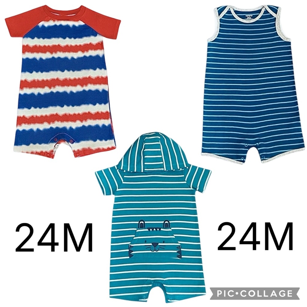 (3) Baby Boy Carter's 24M Rompers - Picture 1 of 4